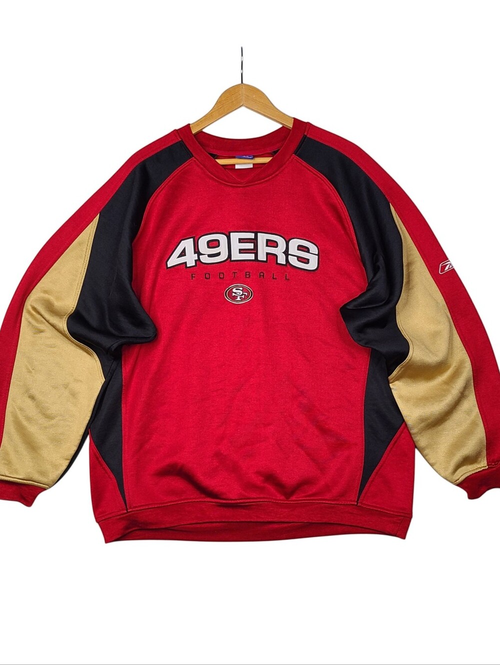 Vintage San Francisco 49ers Sweatshirt Mens L Colorblock Red Gold Black Reebok